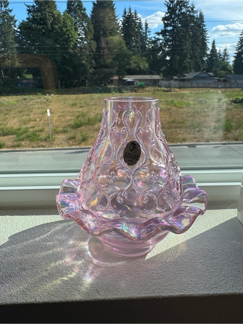 RARE pink Fenton fairy lamp